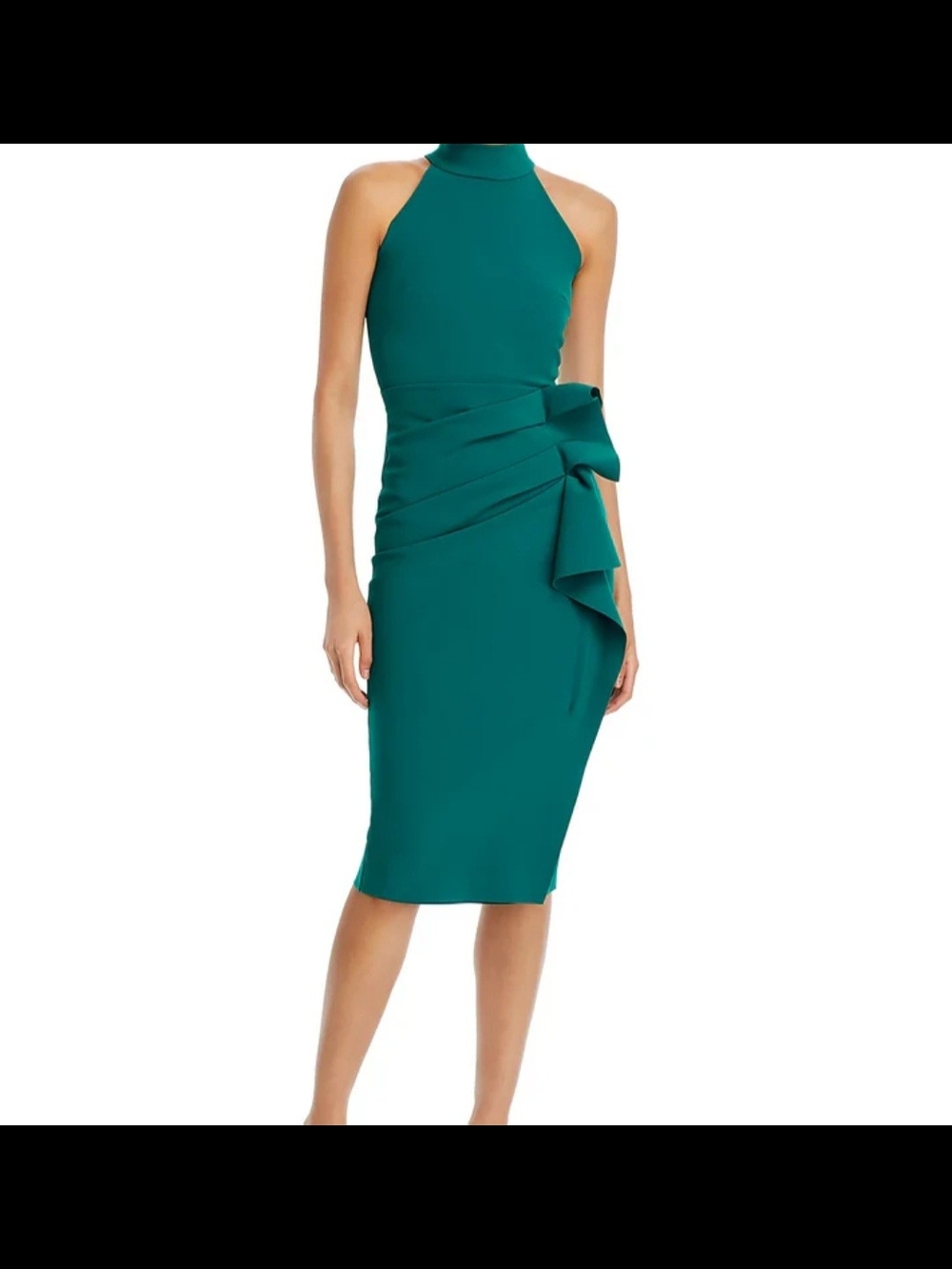 Chiara Boni La Petite Robe Gudrum Ruffled Halter Sheath Dress In Jade - Sz: 12